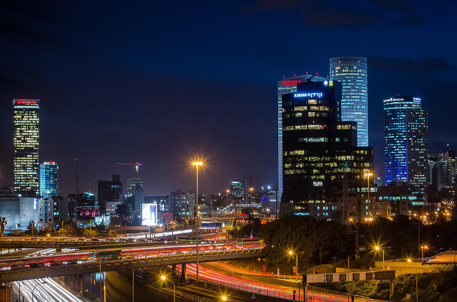 Tel Aviv at Night Photograph by David Morefield