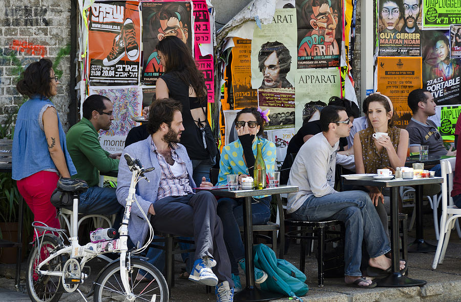 Tel Aviv Outdoor Cafe Photograph by iShootPhotosLLC