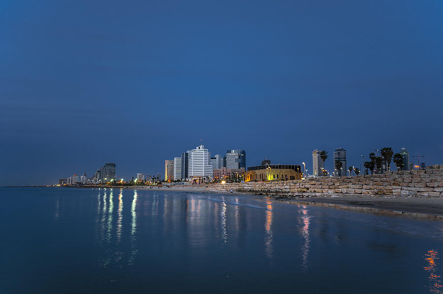 Sunset Photograph - Tel Aviv the blue hour by Ronsho