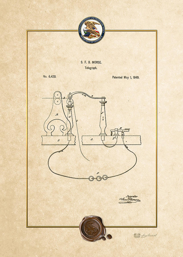Telegraph by S.F.B. Morse - Vintage Patent Document Digital Art by Serge Averbukh
