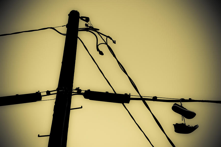 James Franco Photograph - Telephone Pole and Sneakers 2 by Scott Campbell