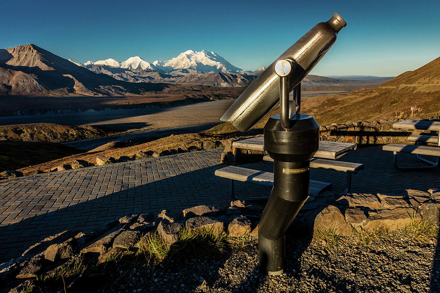 Denali National Park Photograph - Telescope And Mount Denali In Distance by Panoramic Images