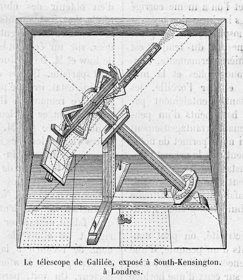 Telescope Of Galileo Galilei Drawing by Mary Evans Picture Library