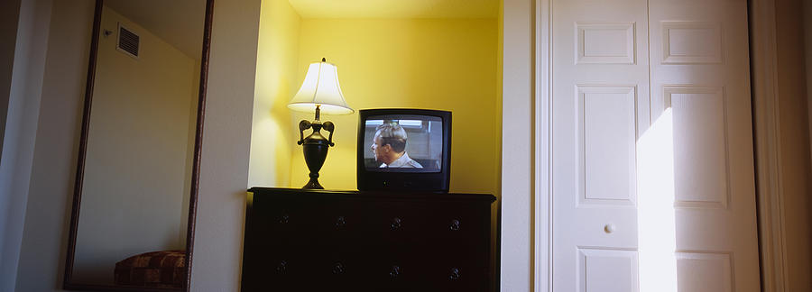 Architecture Photograph - Television And Lamp In A Hotel Room by Panoramic Images