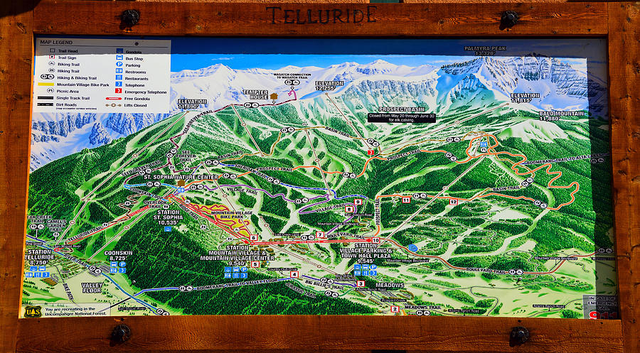 Telluride Ski Map Detail Photograph by David Lee Thompson