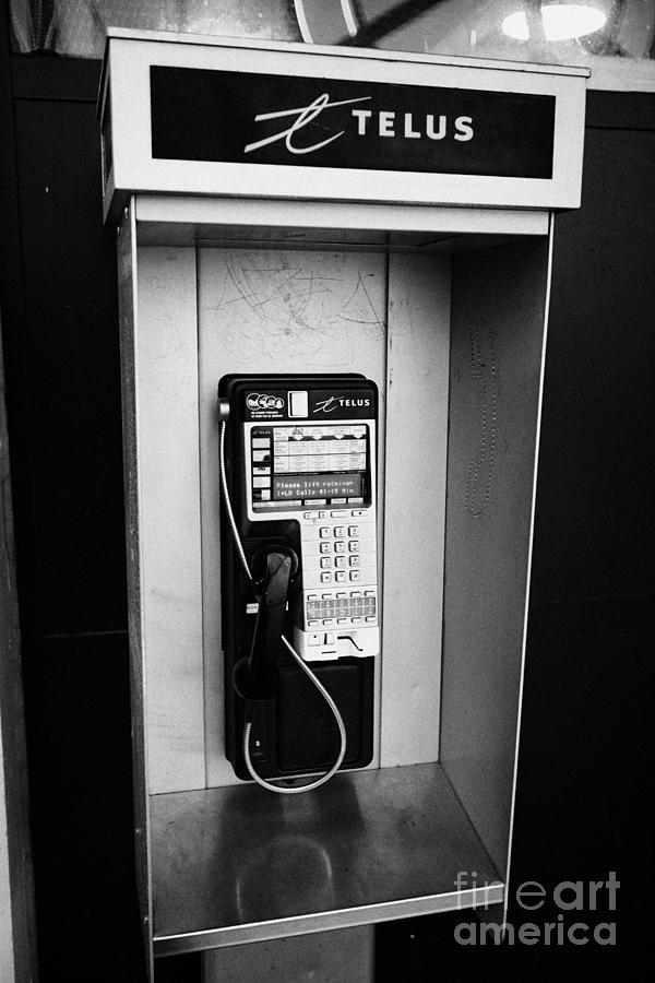 Coin Photograph - telus public payphone Vancouver BC Canada by Joe Fox