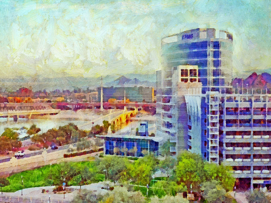 Tempe Arizona Skyline in the Early Morning Digital Art by Digital Photographic Arts