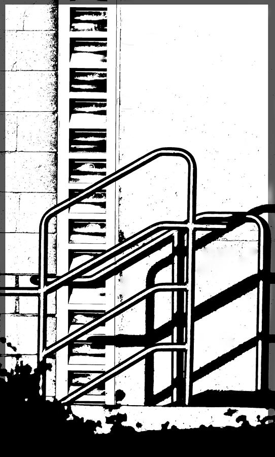 Tempe Center for Arts Stairwell BW Digital Art by Georgianne Giese