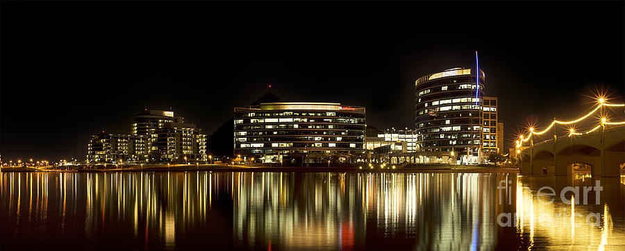 Tempe Town Lake At Night Panorama Photograph by K D Graves