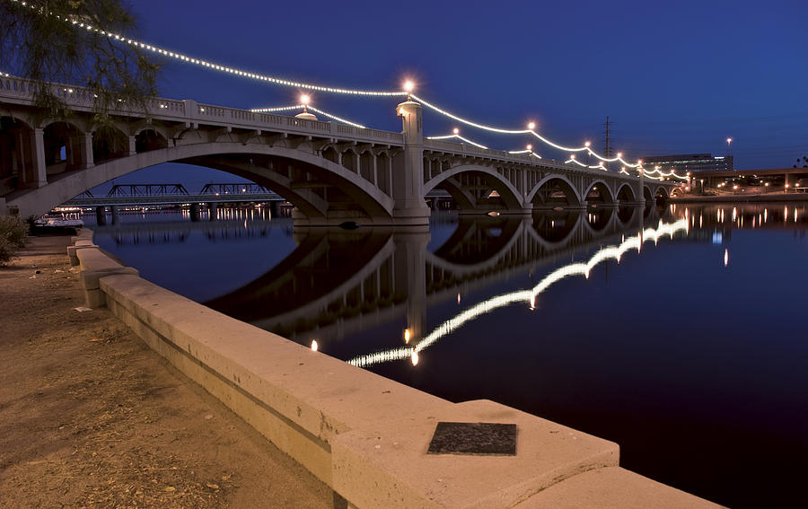 Tempe Town Lake Lights Photograph by Dave Dilli