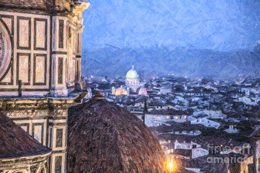 Architecture Digital Art - Tempio Maggiore and Duomo Florence by Liz Leyden