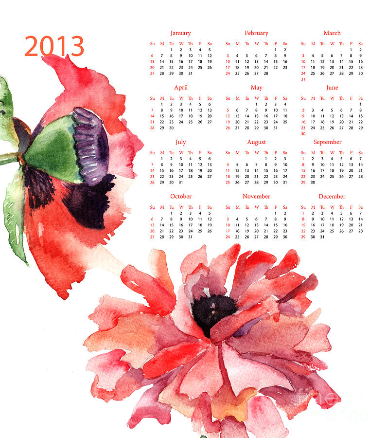 Template for calendar Painting by Regina Jershova