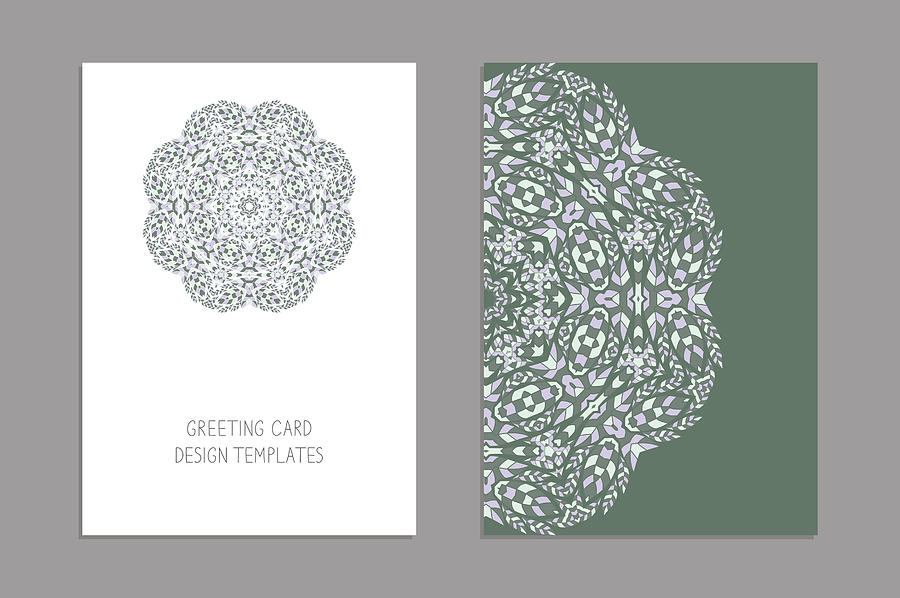 Templates for greeting and business cards, brochures, covers with floral motifs. Oriental pattern. Arabic, Islamic, moroccan, asian, indian native african motifs. Drawing by NinelCaramel