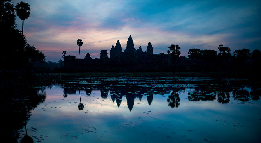 Architecture Photograph - Temple At The Lakeside, Angkor Wat by Panoramic Images