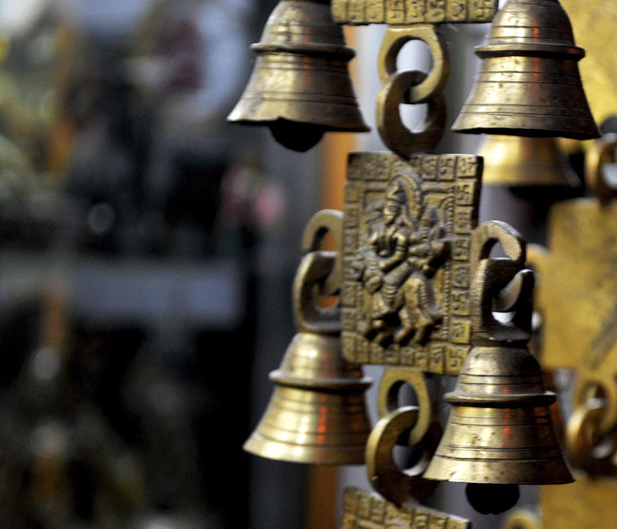 Bells Photograph - Temple bells by V Naveen  Kumar