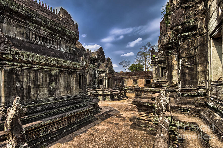 Angkor Wat Photograph - Temple courtyard by David Lane