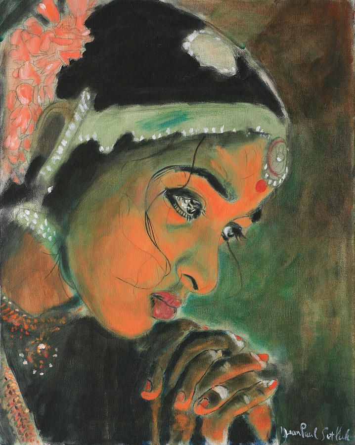 Woman Painting - Temple Dancer by Jean-Paul Setlak Woman Painting - Temple Dancer by Jean-Paul Setlak