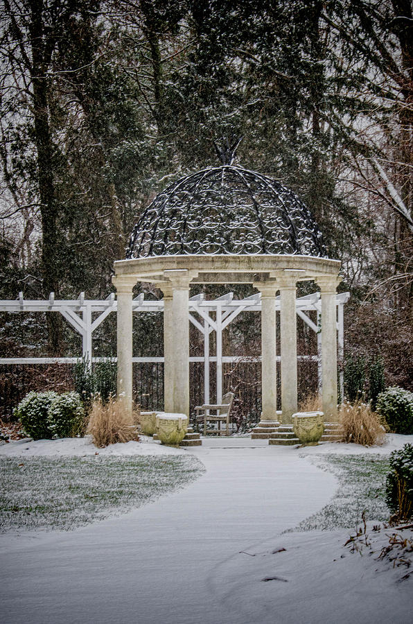Temple Gardens in Winter at Sayen Gardens Photograph by Beth Venner