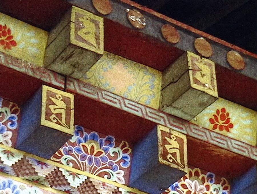 Architectural Detail Painting - Temple in Bhutan by Patrick Morgan