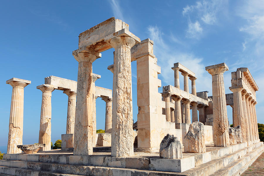 Greek Photograph - Temple of Aphaia columns by Paul Cowan