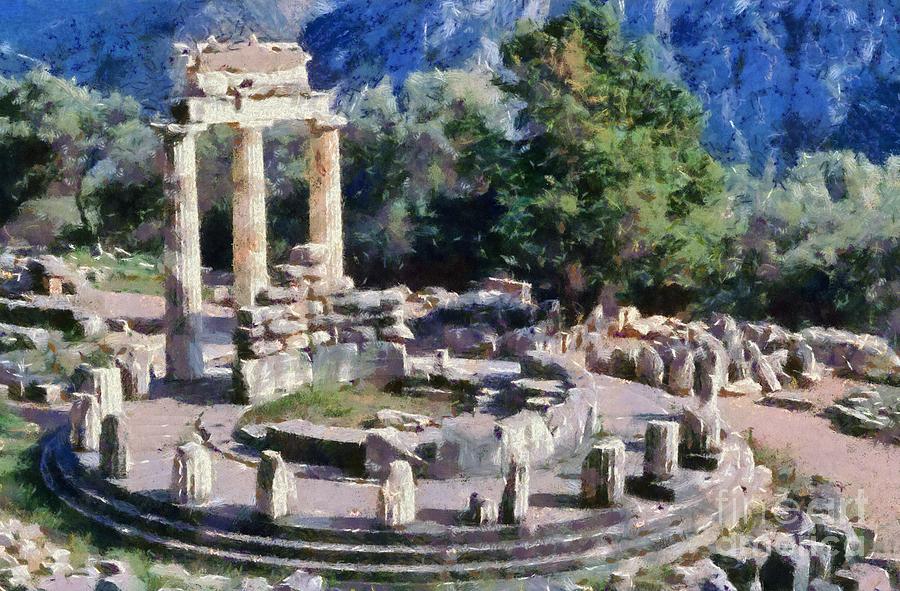 The Tholos at the temple of Athena Pronaia in Delphi V Painting by George Atsametakis