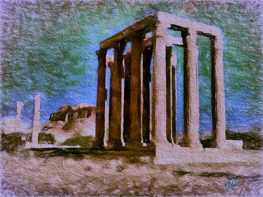 Greek Painting - Temple Of Olympian zeus by Doggy Lips