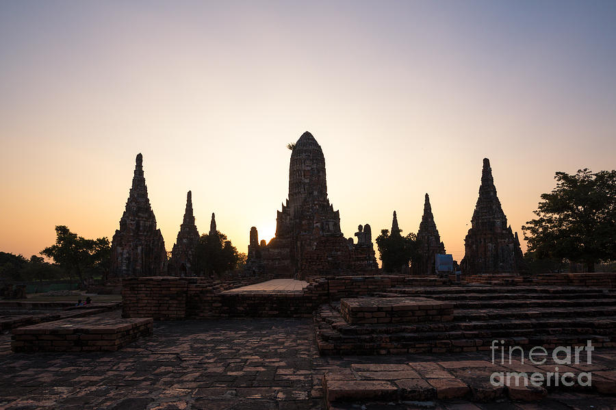 Temple ruins at sunset - Ayutthaya - Thailand Photograph by Matteo Colombo