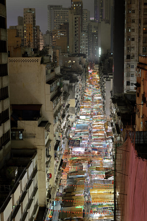 Temple Street, Hong Kong, At Night Photograph by Wilfred Y Wong