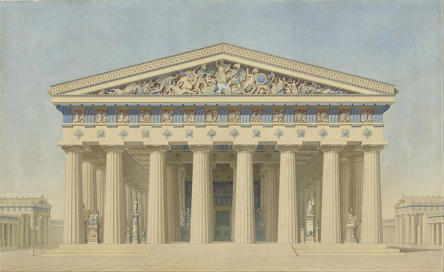 Temple T at Selinunte Sicily Painting by Jacques Ignace Hittorff