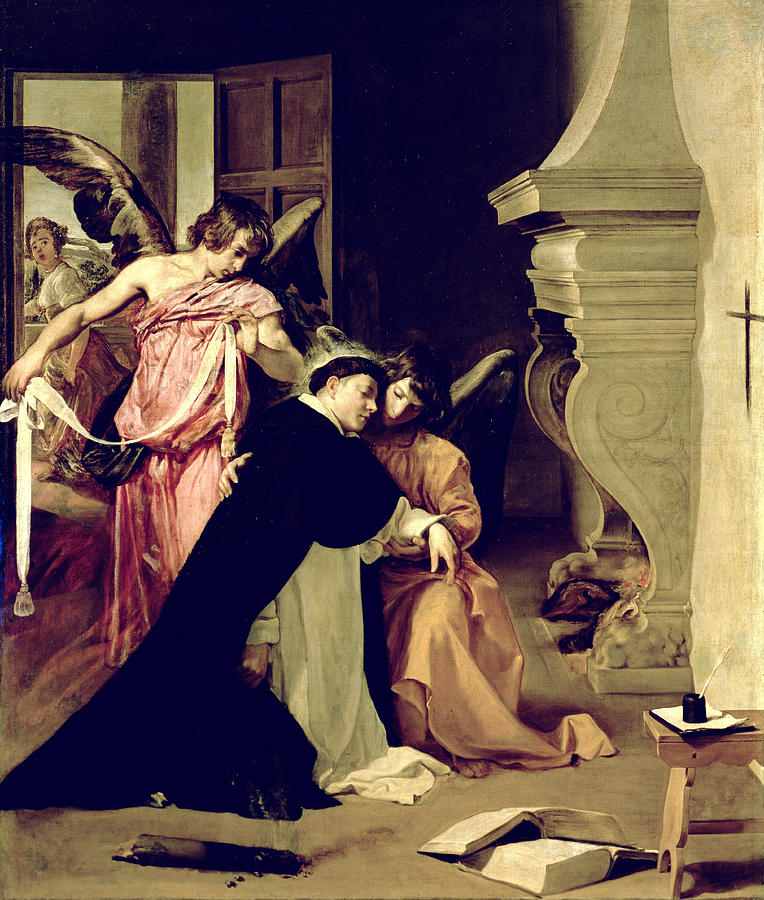 Temptation Of St.thomas Aquinas Oil On Canvas Photograph by Diego Rodriguez de Silva y Velazquez
