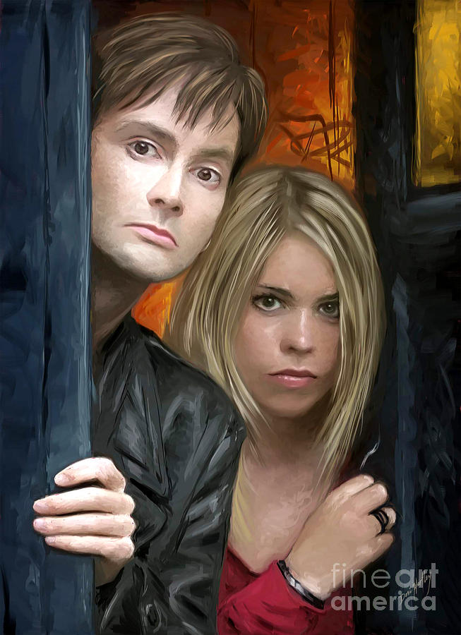 David Tennant Digital Art - Tenth Doctor and Rose by Dori Hartley
