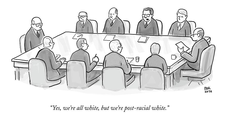 Ten White Men In Suits Sit Around A Conference Drawing by Paul Noth