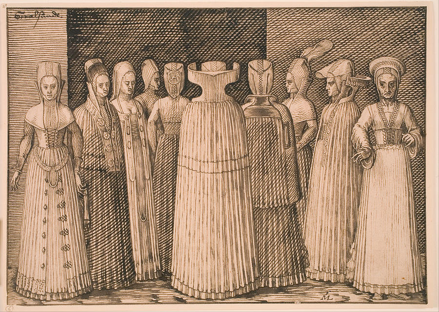 Ten Women from Stralsund Drawing by Melchior Lorck