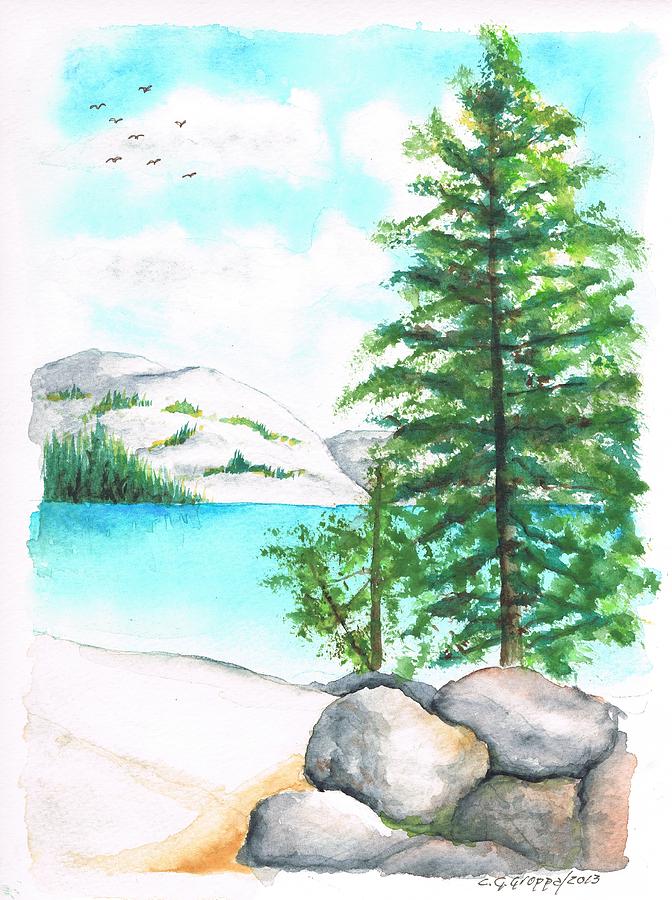 Tenaya Lake in Yosemite National Park - California Painting by Carlos G Groppa