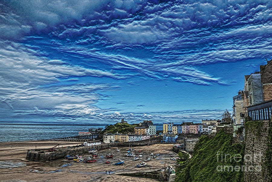 Tenby Harbour Textured Photograph by Steve Purnell