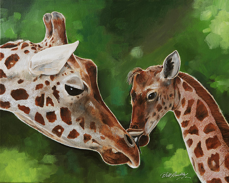 Wildlife Painting - Tender Moment by Bill Dunkley