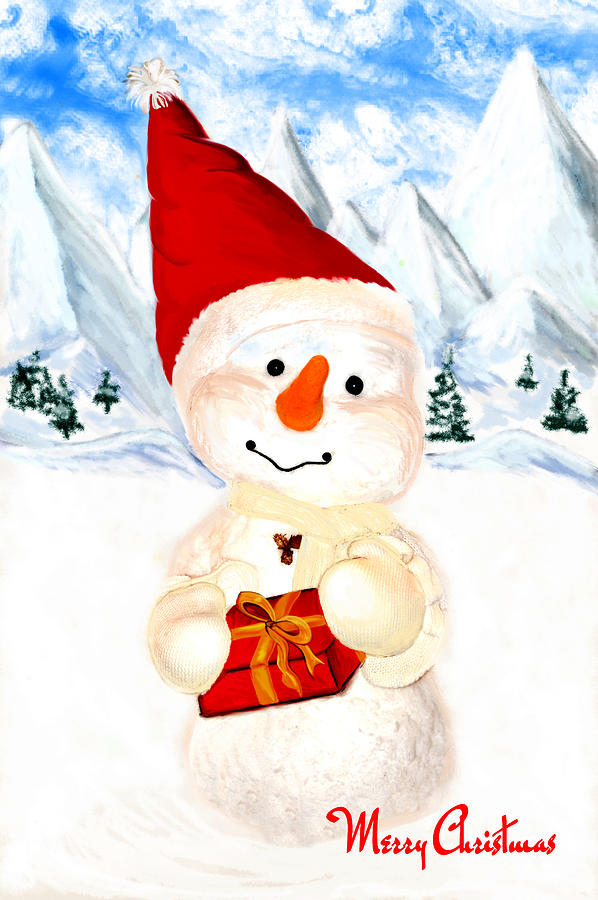 Tender Snowman Painting by Gina Dsgn