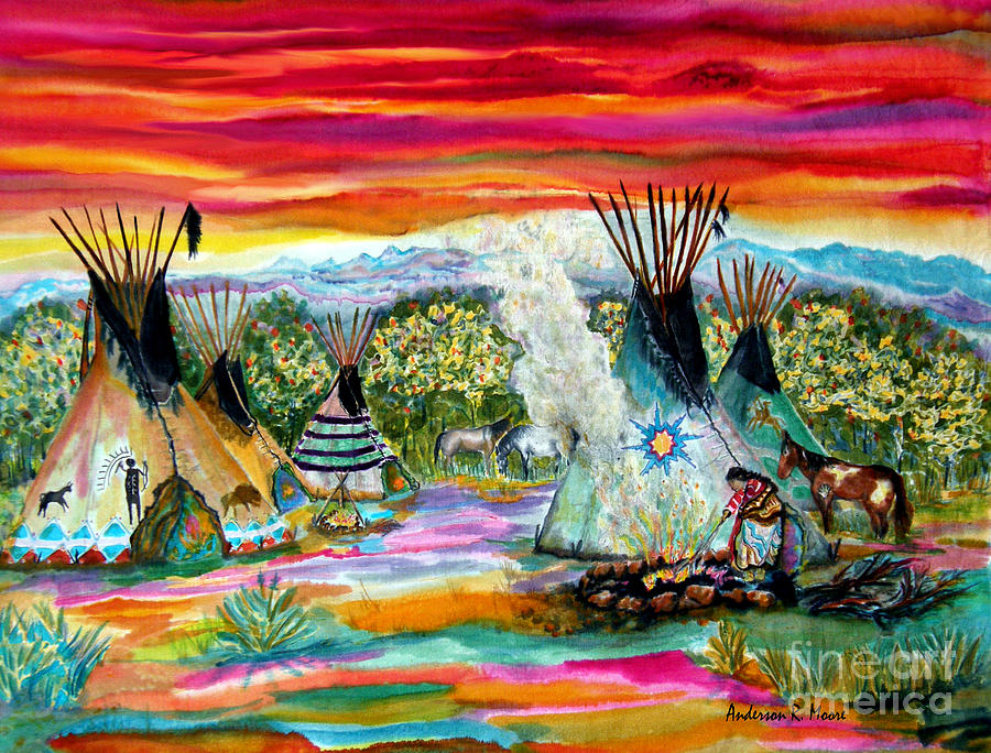 Tending The Fires Painting by Anderson R Moore