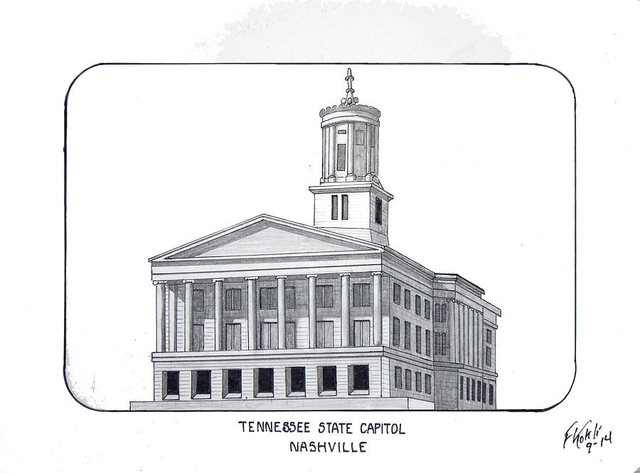 Tennessee State Capitol Drawing by Frederic Kohli