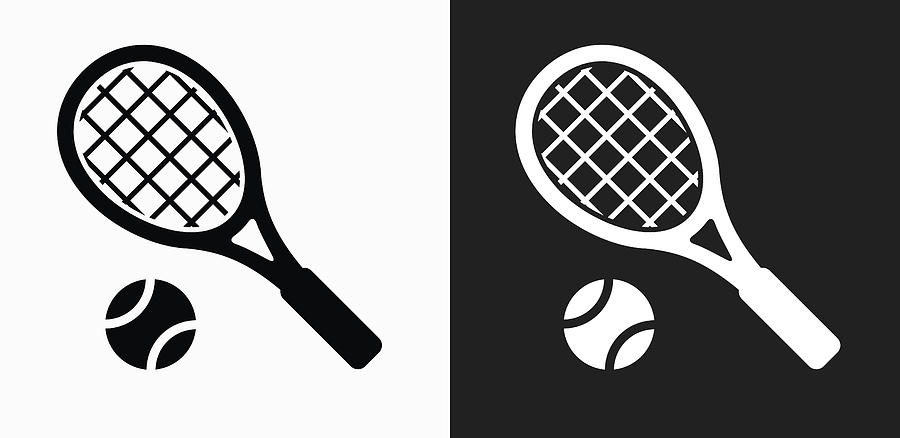 Tennis Icon on Black and White Vector Backgrounds Drawing by Bubaone