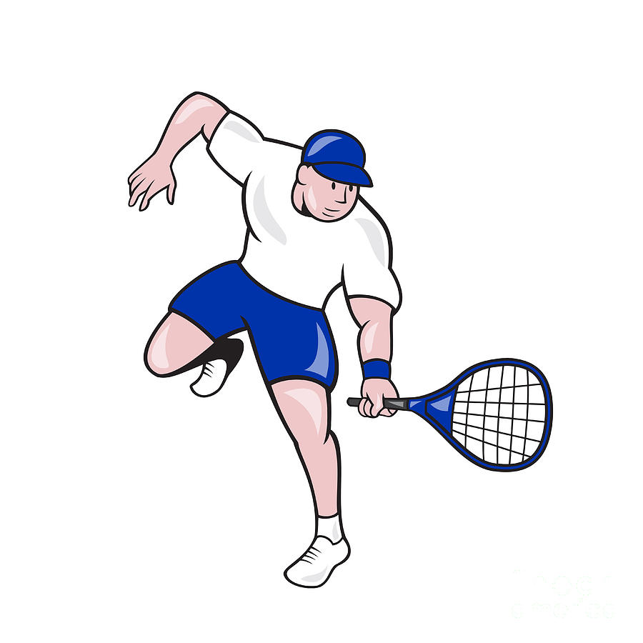 Tennis Digital Art - Tennis Player Racquet Cartoon by Aloysius Patrimonio