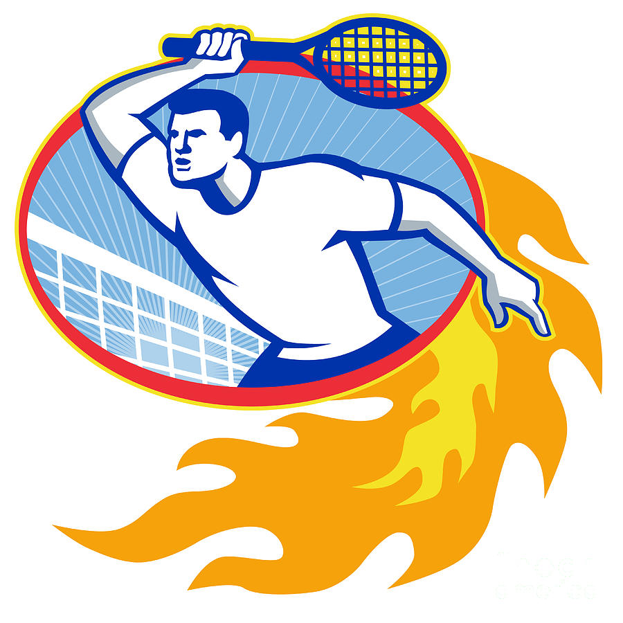Tennis Digital Art - Tennis Player Racquet Retro by Aloysius Patrimonio