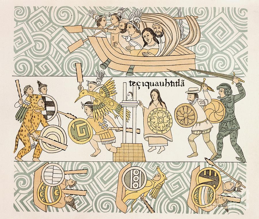 Tenochtitlan Battle, Lienzo De Tlaxcala Photograph by British Library