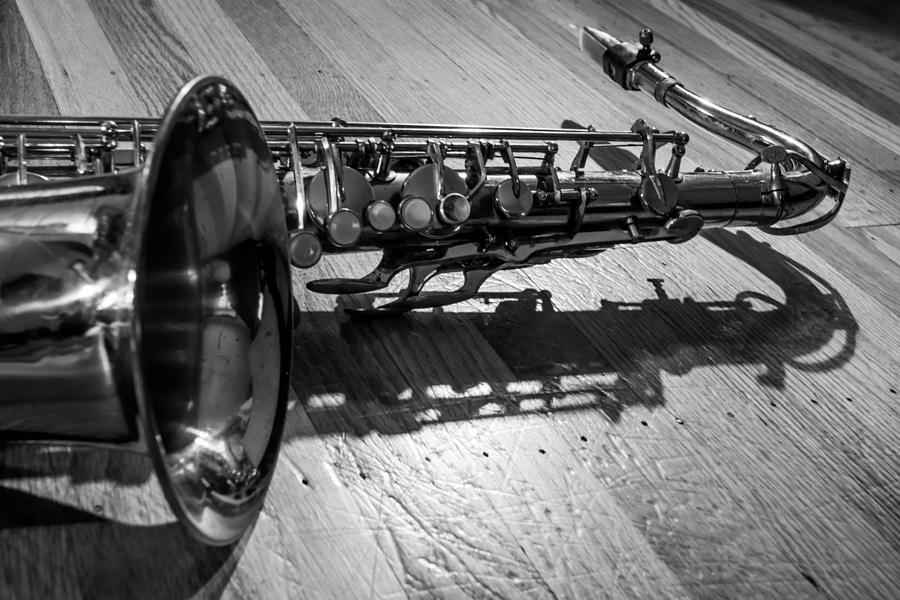 Tenor Saxophone Horizontal Black and White Photograph by Photographic Arts And Design Studio