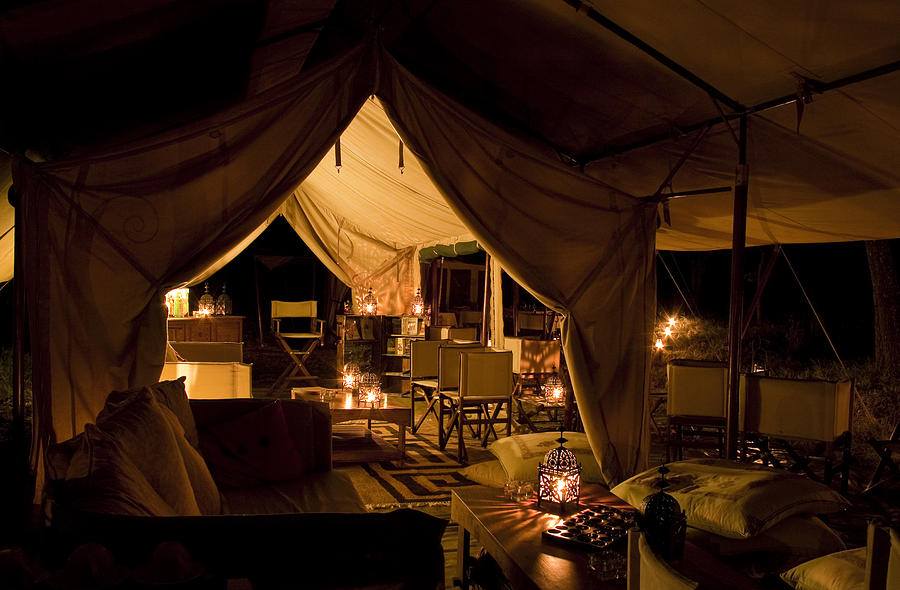 Tented safari camp by night Photograph by WLDavies