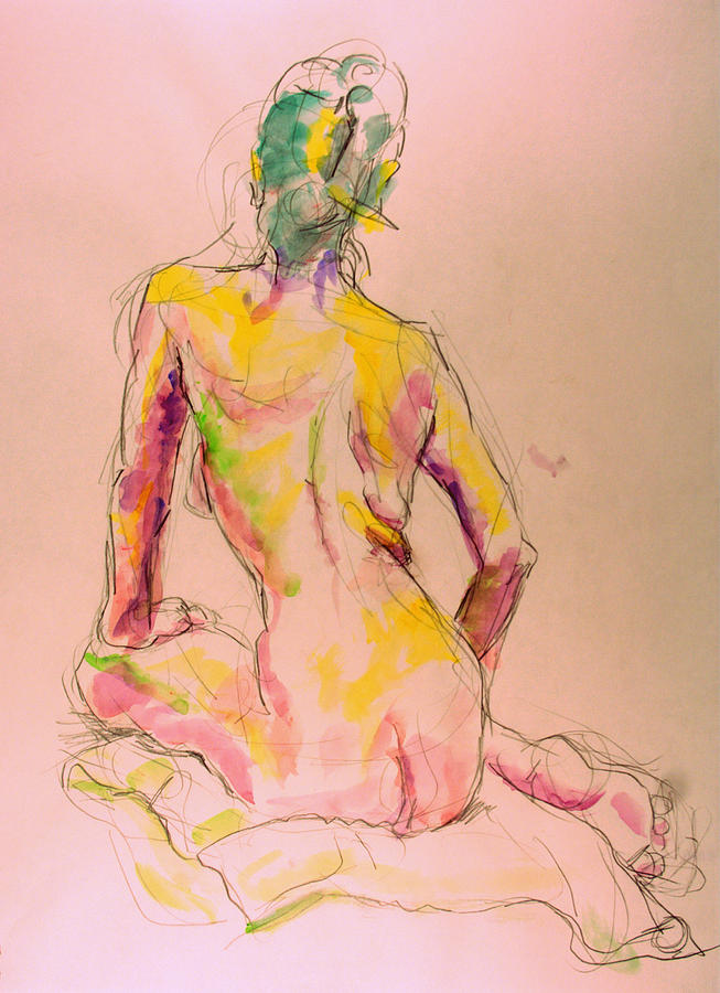 Nude Drawing - Teresa in Pink by Andy Gordon