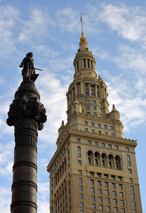 Terminal Tower and Soldiers and Sailors Monument Photograph by Clint Buhler