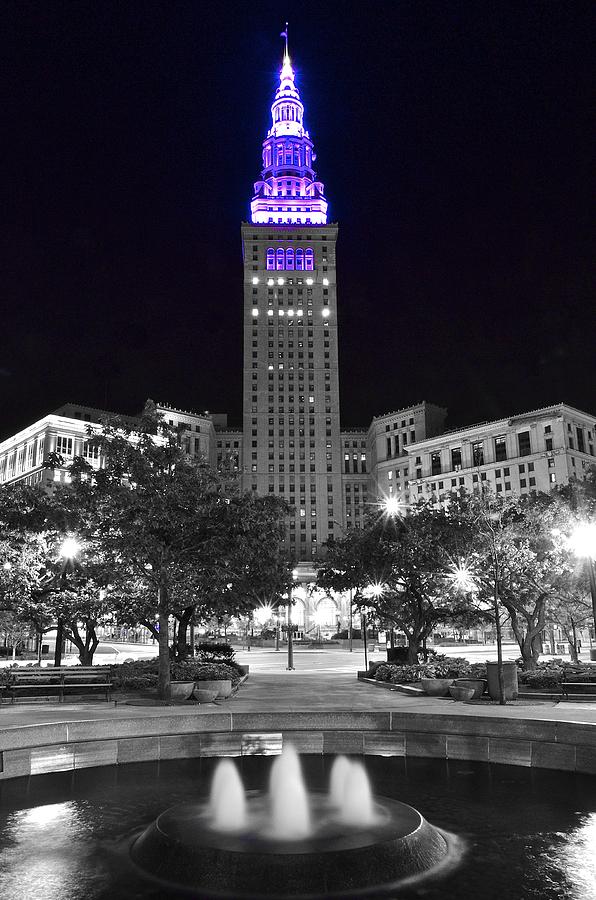Terminal Tower in Purple Photograph by Frozen in Time Fine Art Photography