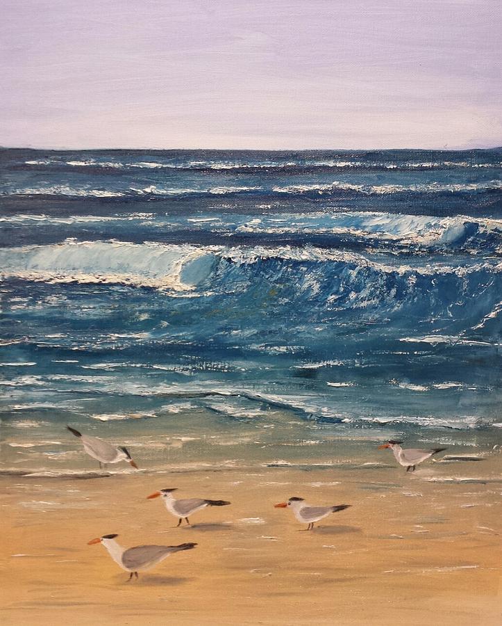 Terns on beach Painting by Charlie Ratcliffe - Fine Art America