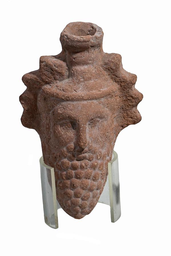 Terra-cotta Dionysus Head Flask Photograph by Photostock-israel
